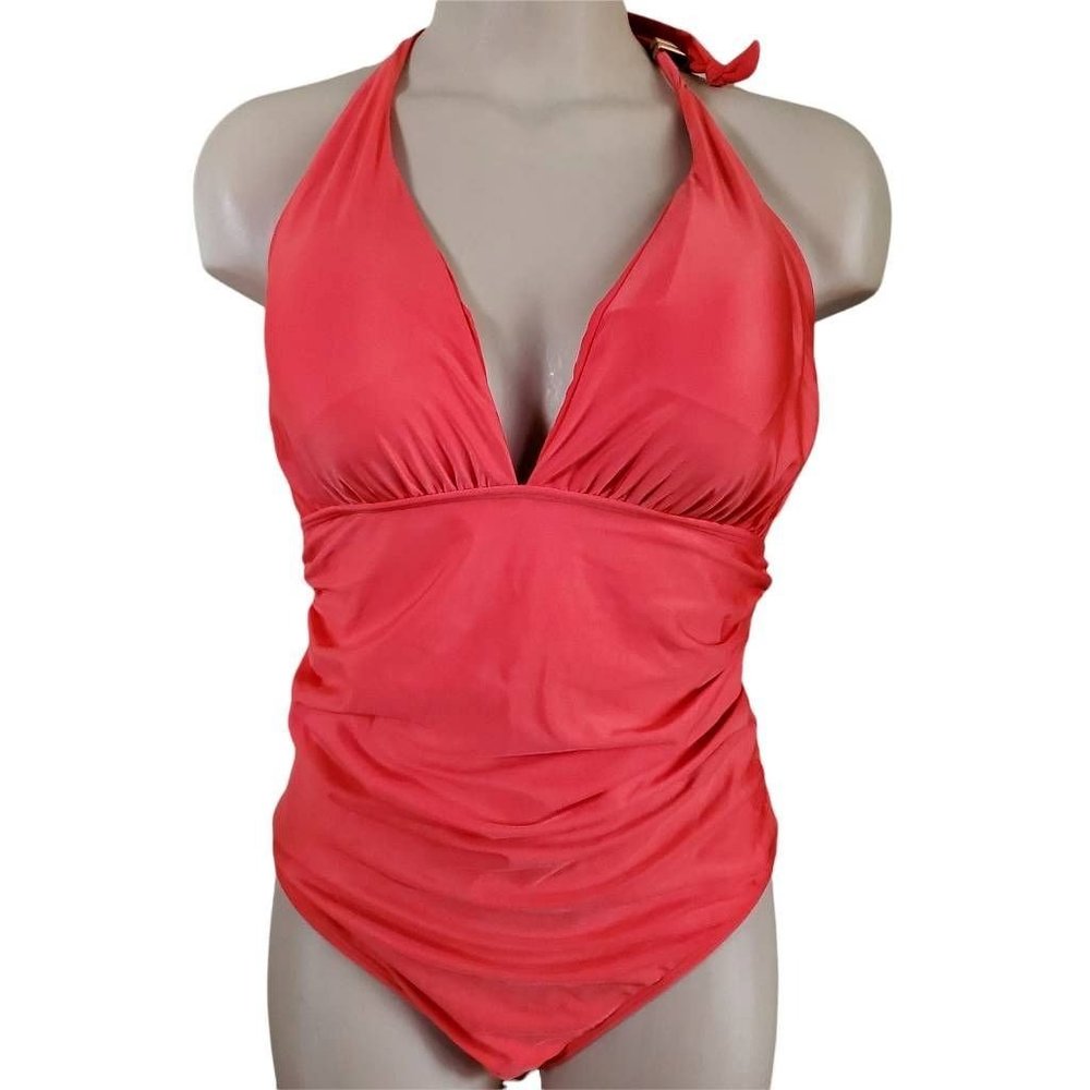 Vix Paula Hermanny 1pc Swimsuit Red Padded Ruched L New $176